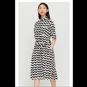 Marimekko x Uniqlo Womens black/white Laine Pattern linen dress
